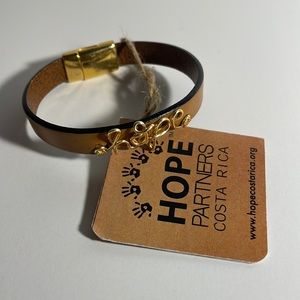 Hope leather band and wire bracelet